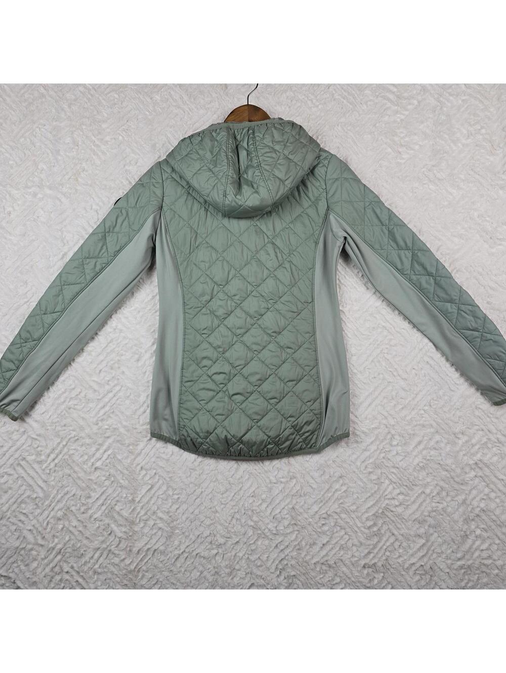 Skechers Mint Green Quilted Hooded Jacket Lightweight Zip Front Size Small - Picture 8 of 8